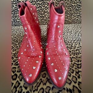 Sam Edelman Red Studded Ankle Boots